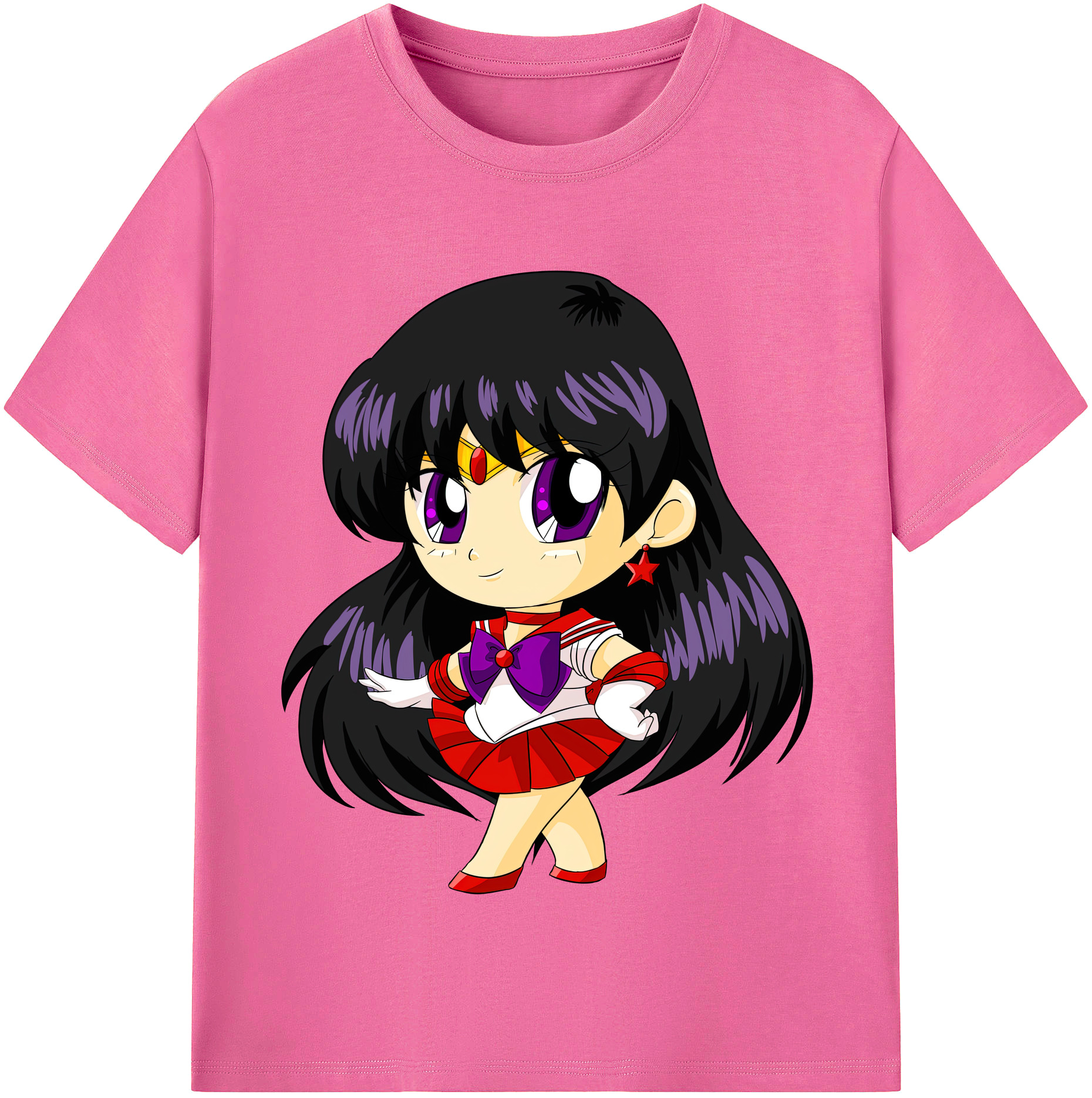 （画像用） 美少女戦士セーラームーン 火野レイ ひの レイ Sailor Moon Hino Rei （セーラーマーズ,Sailor Mars） レディースカジュアルプリントTシャツ（綿100％）